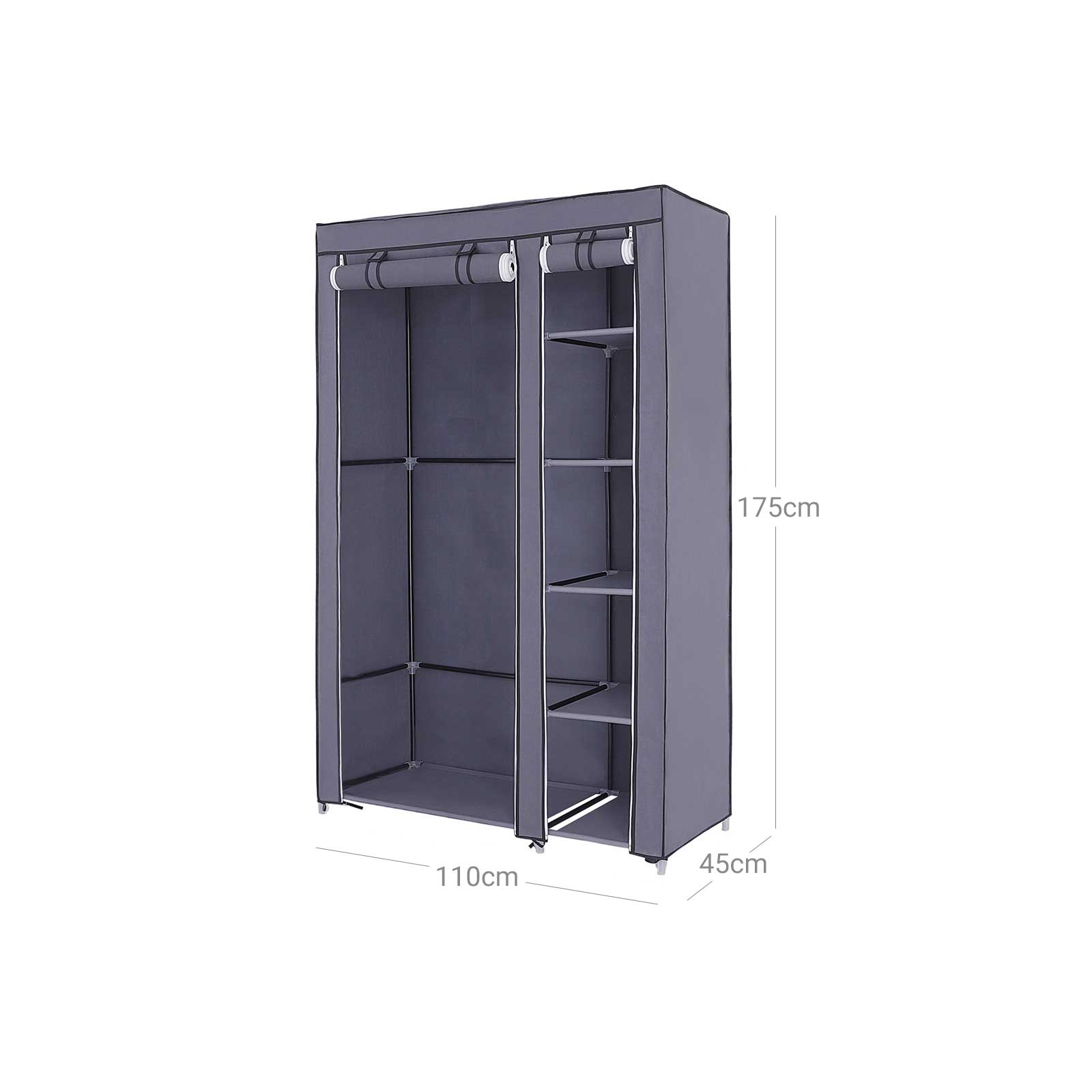 Armoire de Rangement Penderie de vêtement Pliable en Toile XL, Gris, SONGMICS, 6