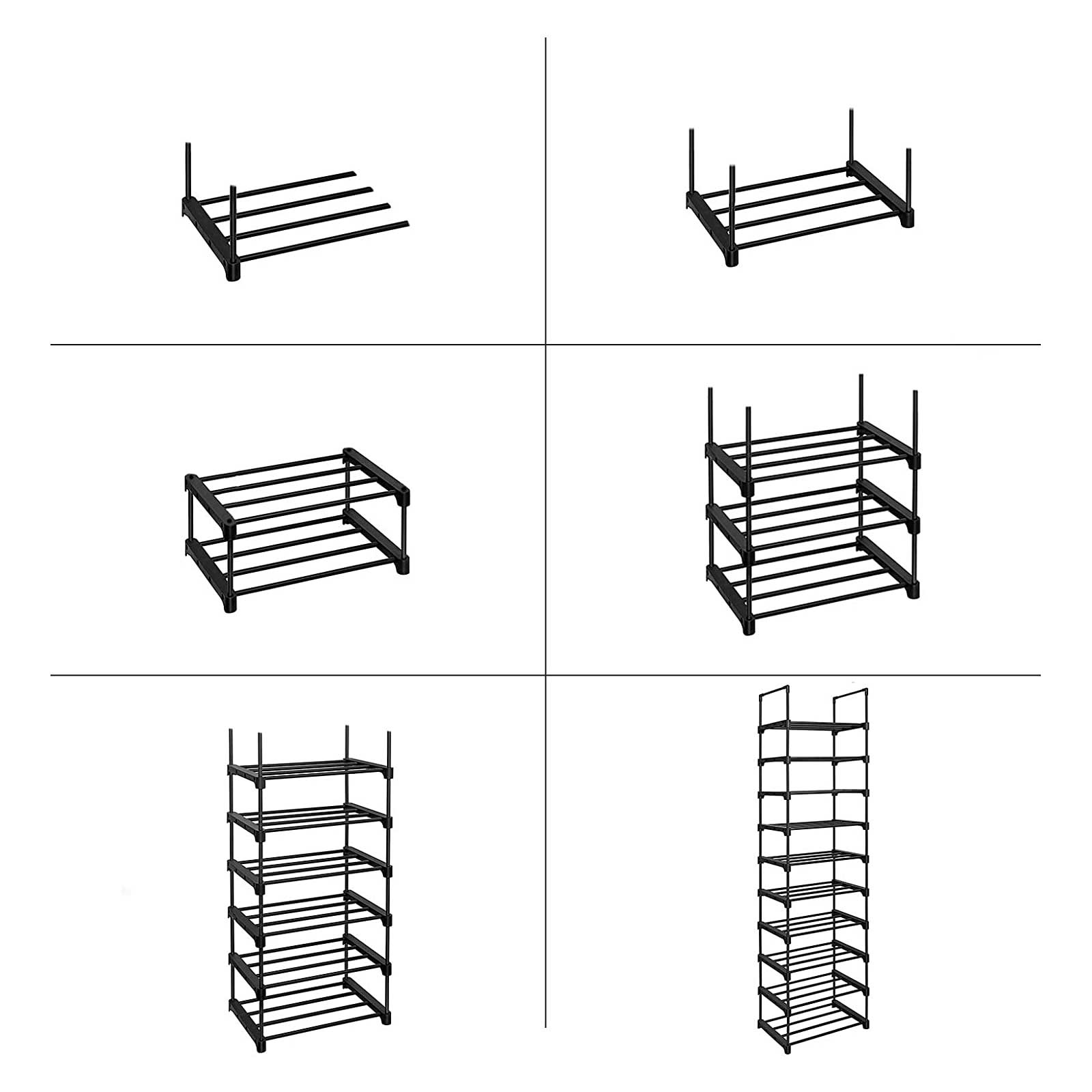 Étagère à Chaussures à 10 Niveaux, Grand Étagère à Chaussures en Fer, Étagères sur Pied DIY, Gain de Place, Noir, SONGMICS, 5