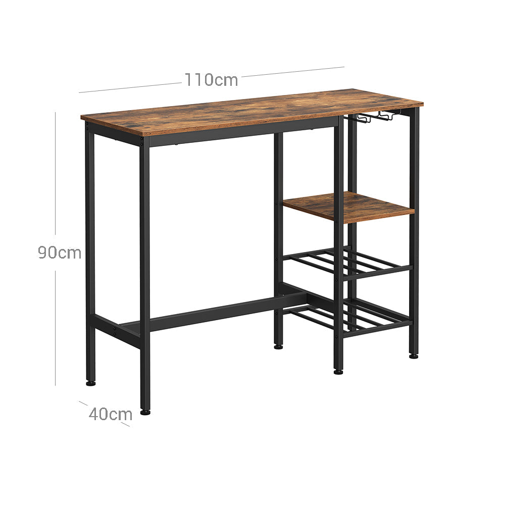 Table Haute, Table de Bar, avec Supports pour Verres à Vin et Bouteilles, Table de Cuisine, pour Salon, Cuisine, VASAGLE, 4