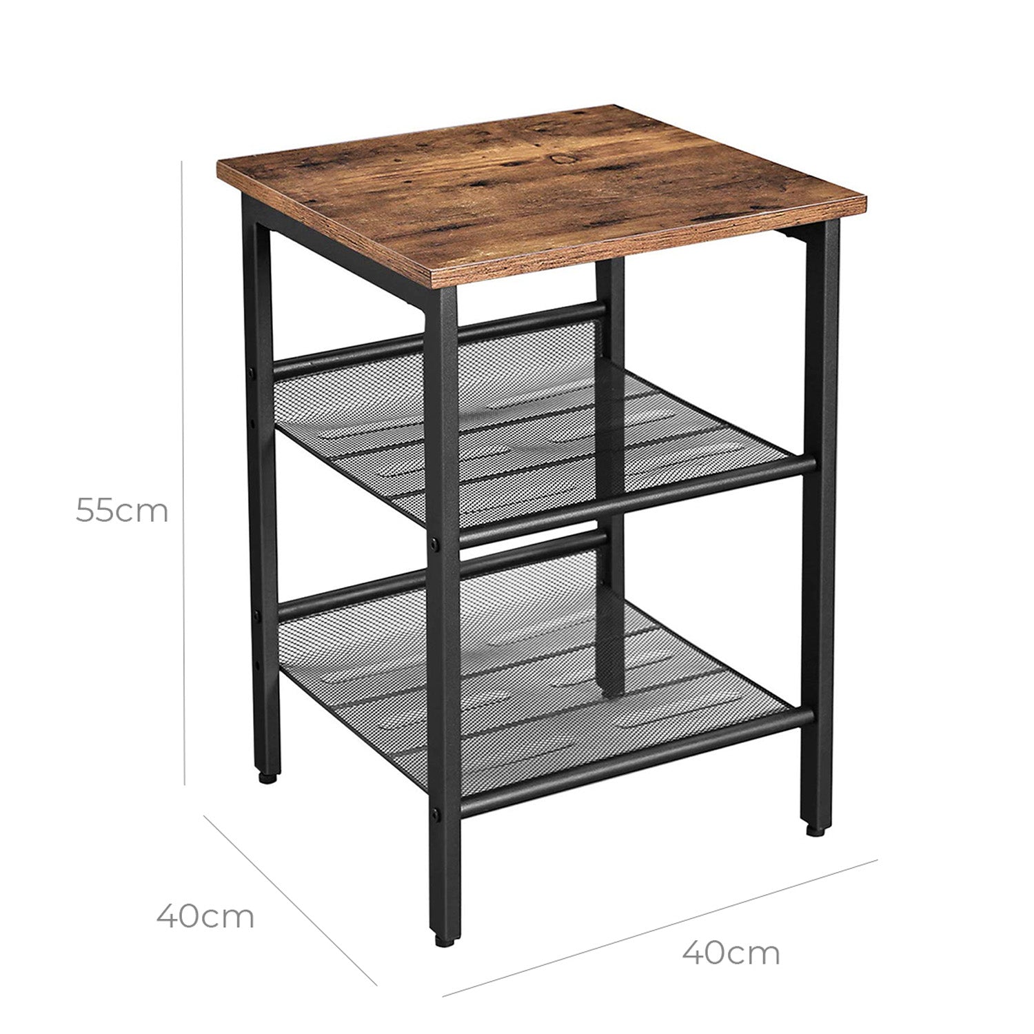 Table d’Appoint, Table de Chevet avec 2 Étagères Réglables en Maille, Table de Nuit, Table Basse, VASAGLE, 2