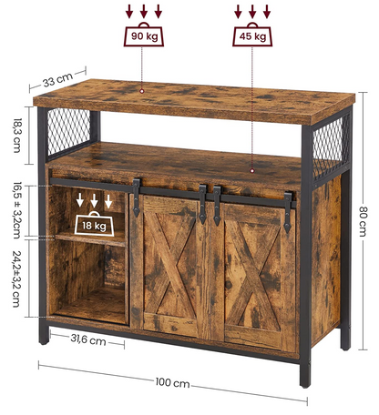 Buffet, Buffet Cuisine, Placard de Cuisine, Buffet de Salle à Manger, Meuble de Rangement, Marron Rustique, VASAGLE, 9